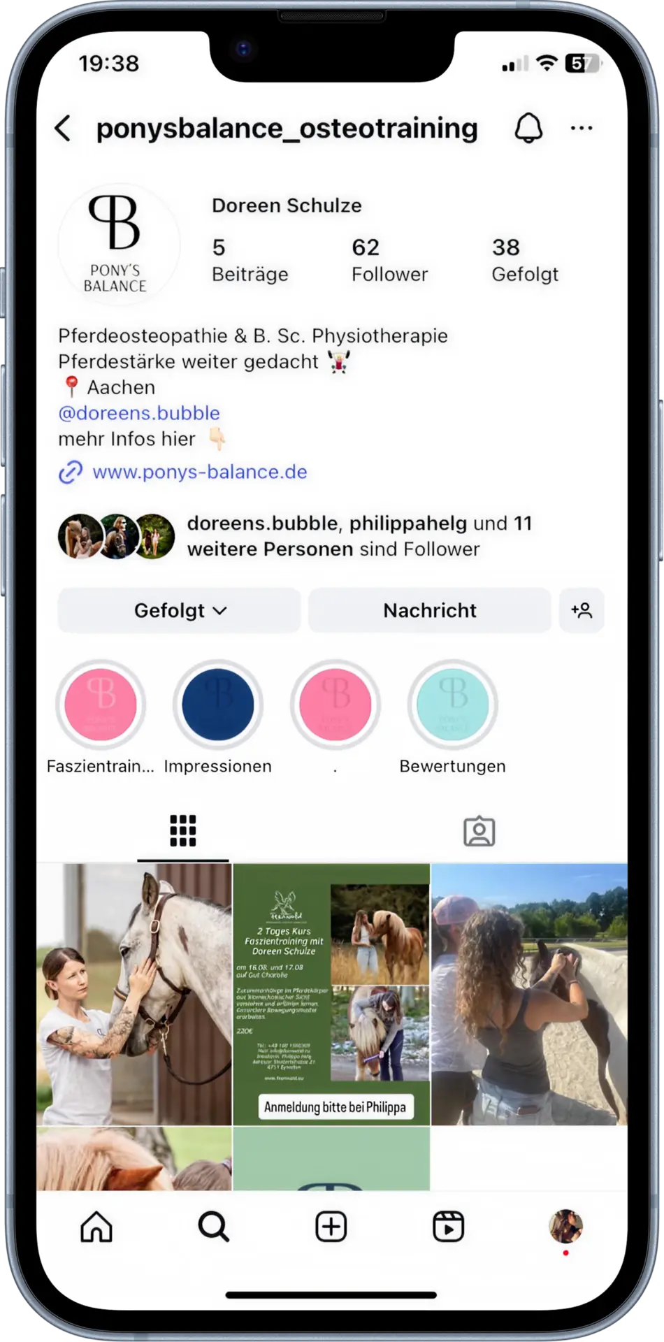 Instagram Mockup - Folge ponysbalance_osteotraining